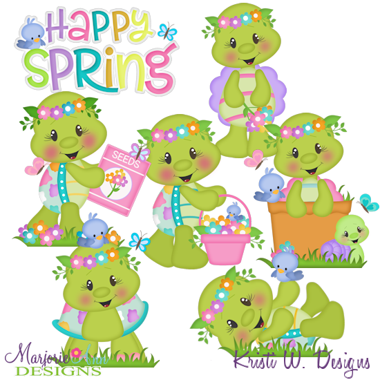 Happy Spring Turtles SVG Cutting Files Includes Clipart - Click Image to Close